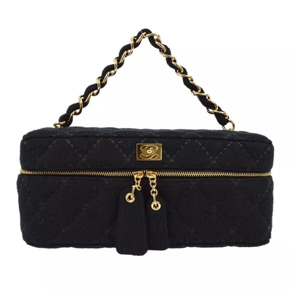 Chanel Black Cotton Wild Stitch Vanity Handbag - Picture 1 of 7